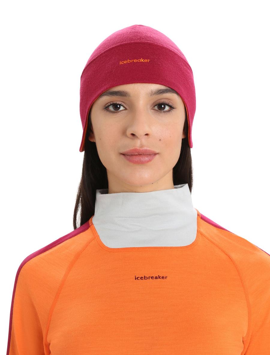 Cherry / Flash Women's Icebreaker Unisex Merino Quantum Beanie Hats | USA 1471QMAZ